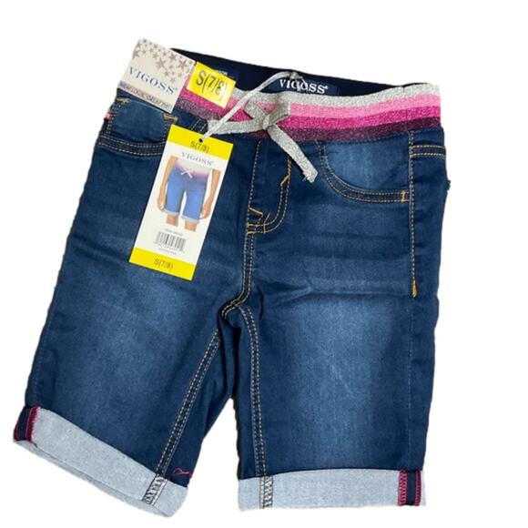 Vigoss Girls Bermuda Jean Shorts Size Small Dark Blue NWT - Picture 1 of 3